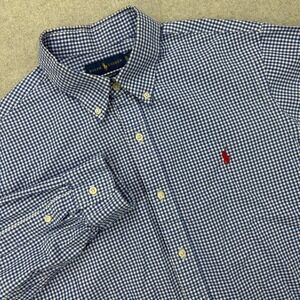 Polo Ralph Lauren Shirt Mens XL Classic Fit Blue Gingham Check Classic Preppy